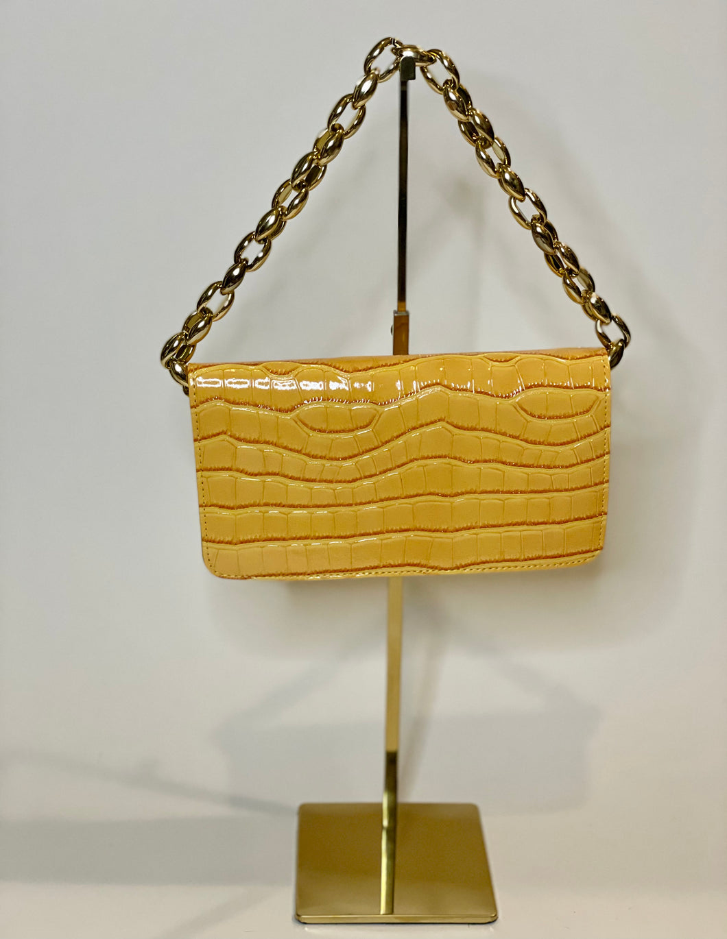 Sunshine Yellow Faux Croc Bag